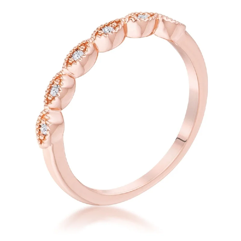 Women’s flower-shaped rings-Sextus 0.0042 Ct Marquise Delicate Stackable Ring with Clear Stone