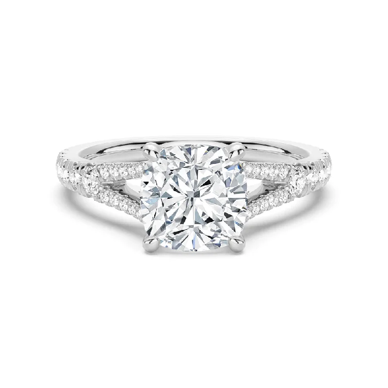 Women’s engagement rings with sapphires-NEW Cushion Cut Split-Shank Engagement Ring