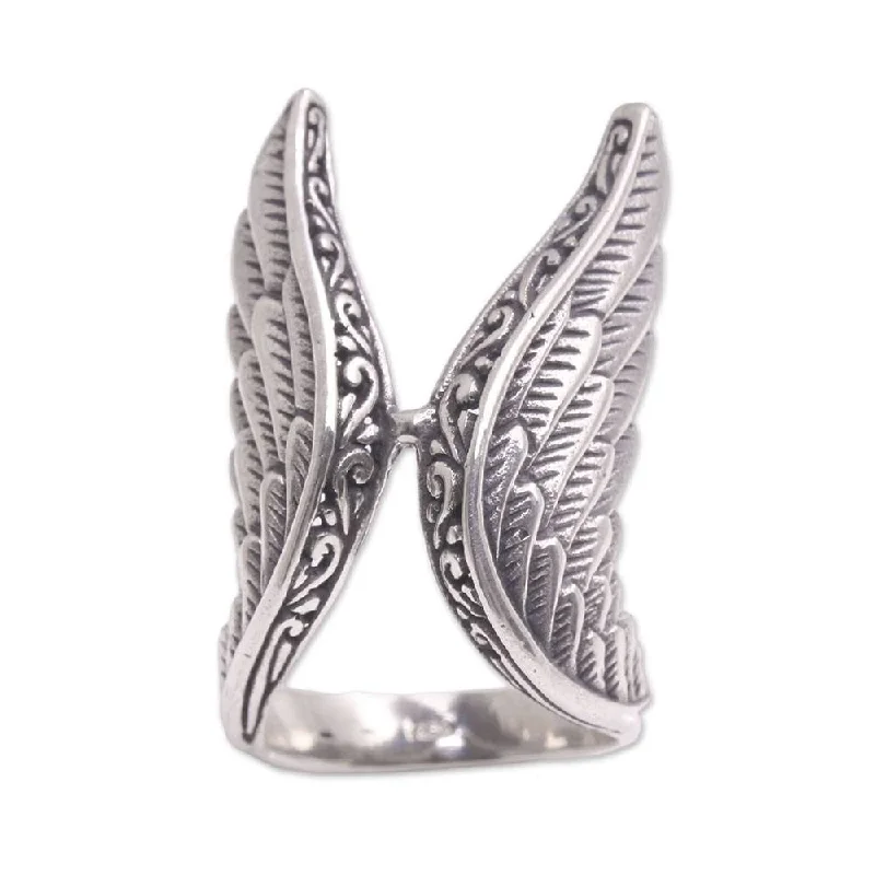 Women’s mixed metal rings-NOVICA Winged Glory, Sterling silver cocktail ring