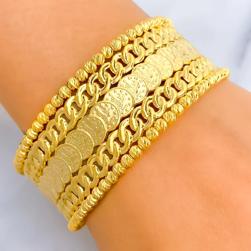 Women’s designer bangles-Extravagant 21k Gold Coin Bangle Bracelet