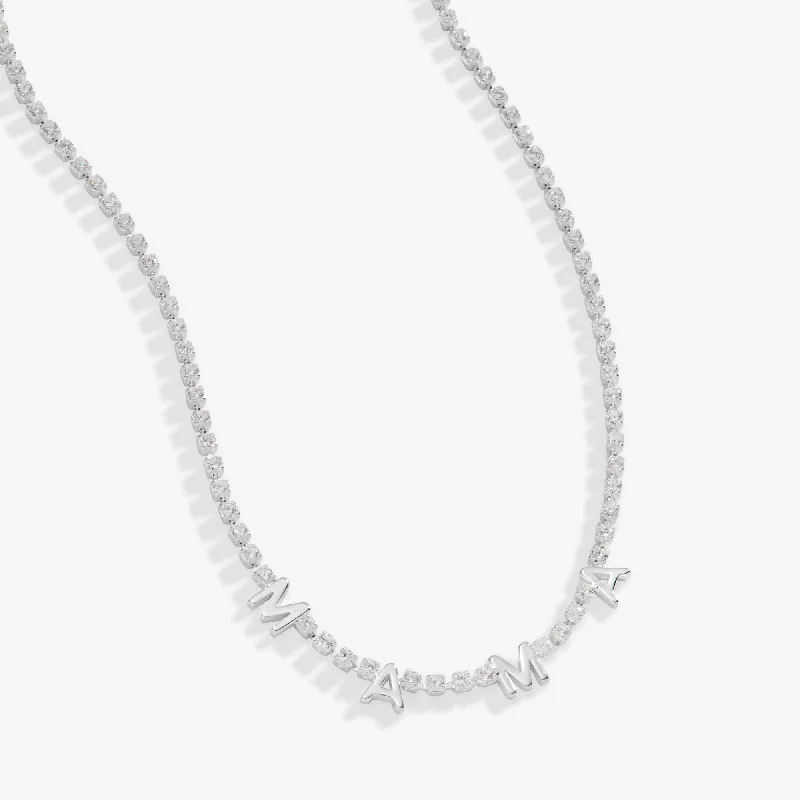 Women’s multi-stone necklaces-"Mama" Crystal Tennis Necklace