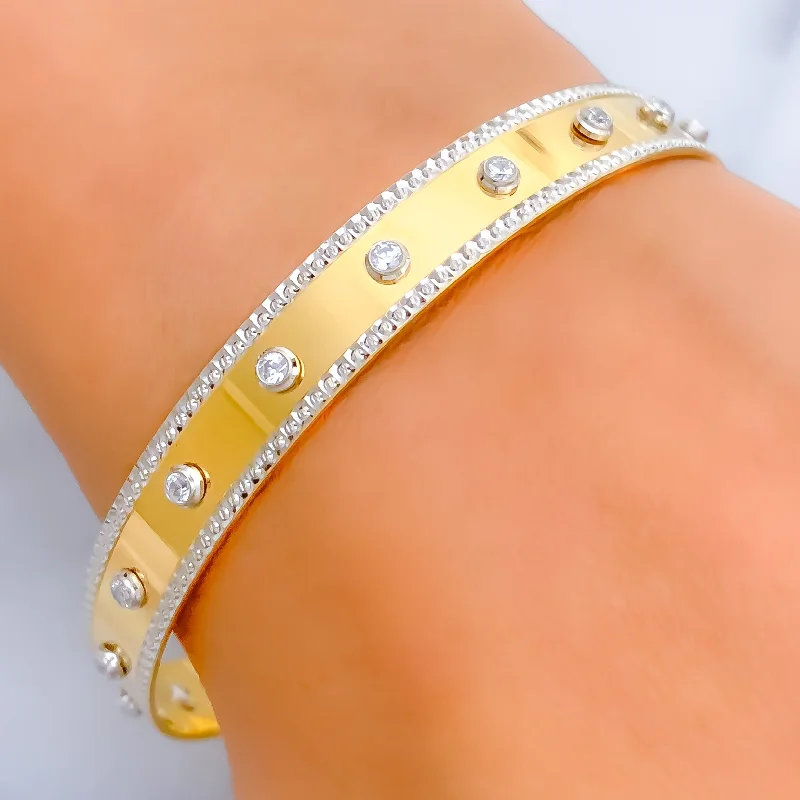 Women’s rose gold bangles-Exclusive sleek 22k Gold CZ Bangle