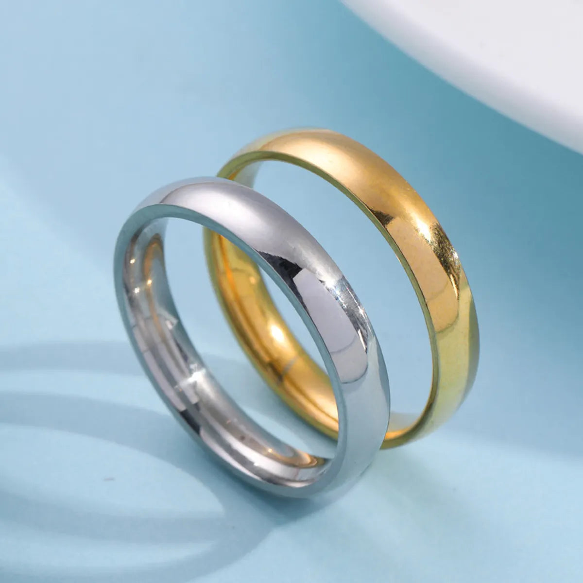 Women’s engraved rings-Simple Style Round Titanium Steel Plating Rings