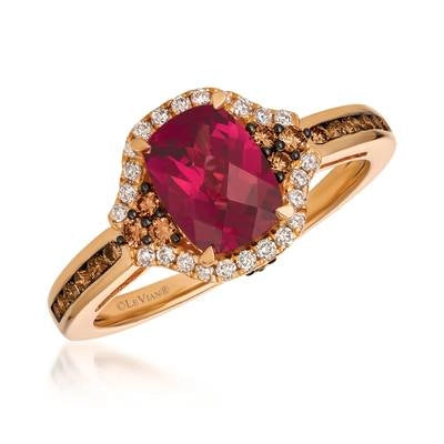 Women’s eternity engagement rings-Le Vian 14K Strawberry Gold Raspberry Rhodolite and Chocolate and Vanilla Diamond Ring