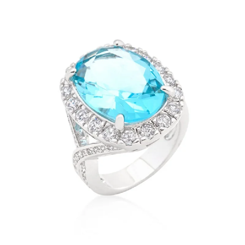 Women’s vintage style rings-Oval Cut Blue Topaz Cocktail Ring For Anniversary