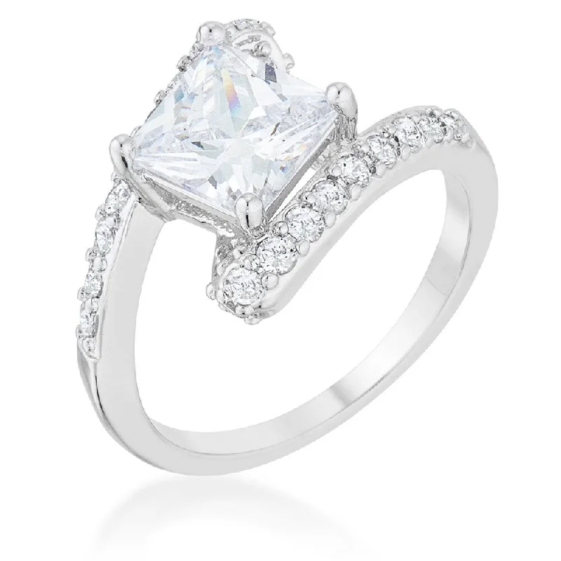 Women’s simple engagement rings-Caroline 2.3Ct Cz Rhodium Statement Ring