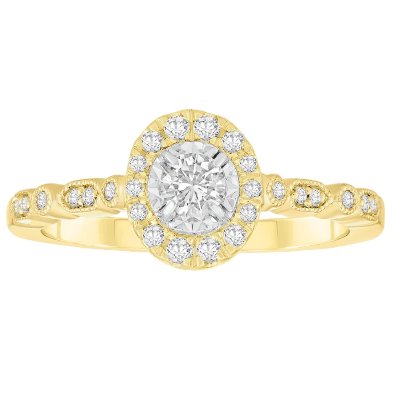 Women’s designer diamond engagement rings-1/3ctw Diamond Halo Engagement Ring