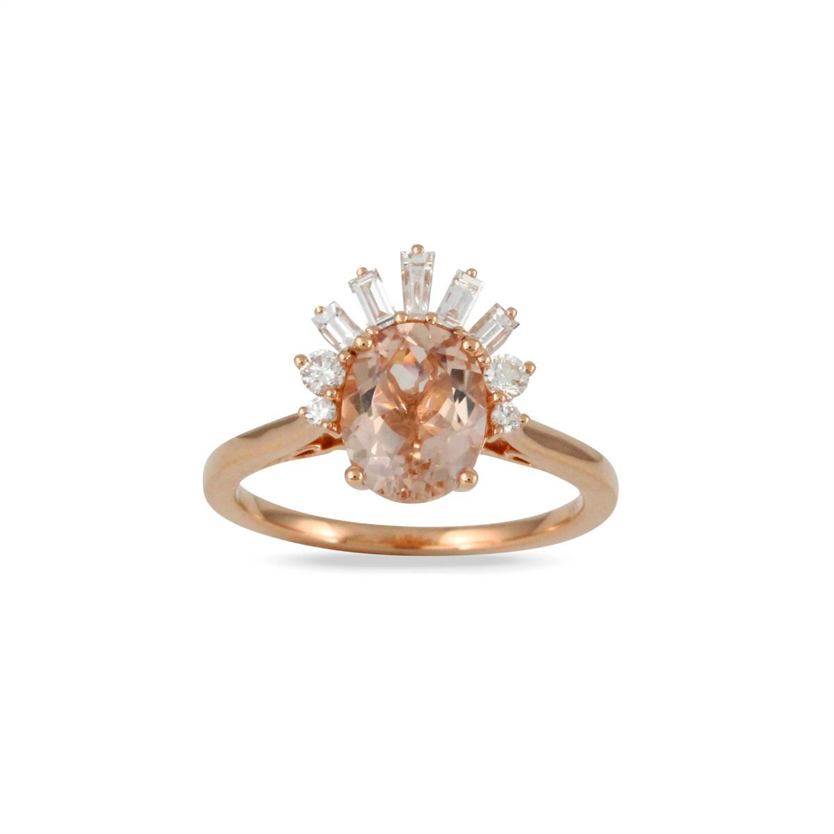 Women’s twist engagement rings-Doves 18K Rose Gold Morganite and Diamond Ring