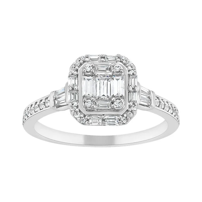 Women’s diamond engagement rings-1/2ctw Diamond Halo Engagement Ring