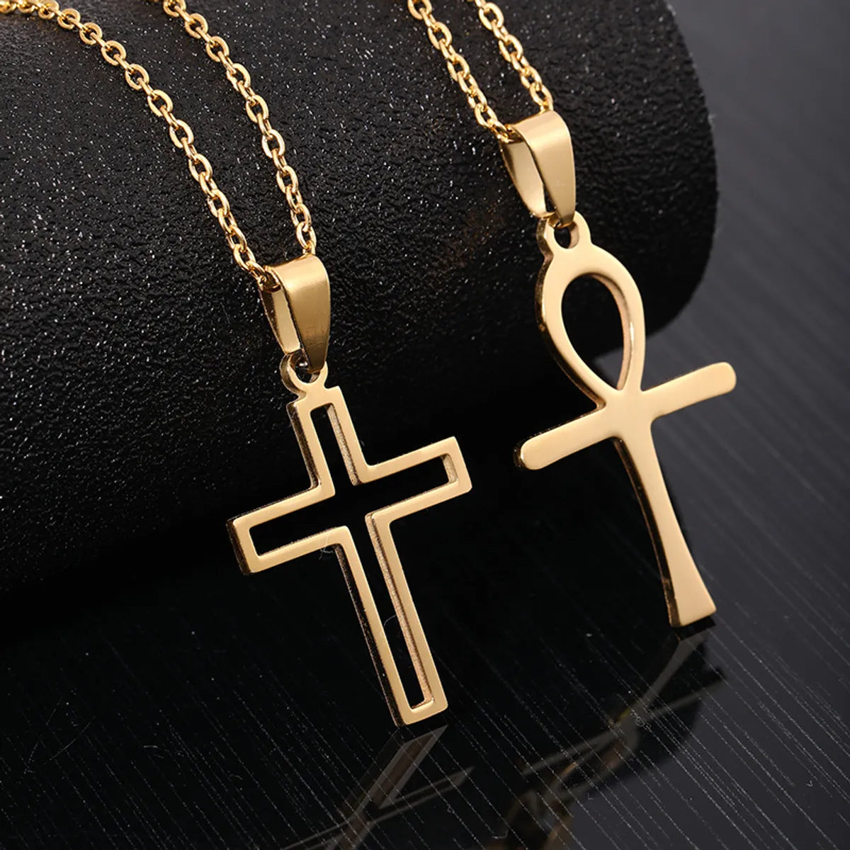 Women’s engraved necklaces-Fashion Cross Stainless Steel Plating Necklace