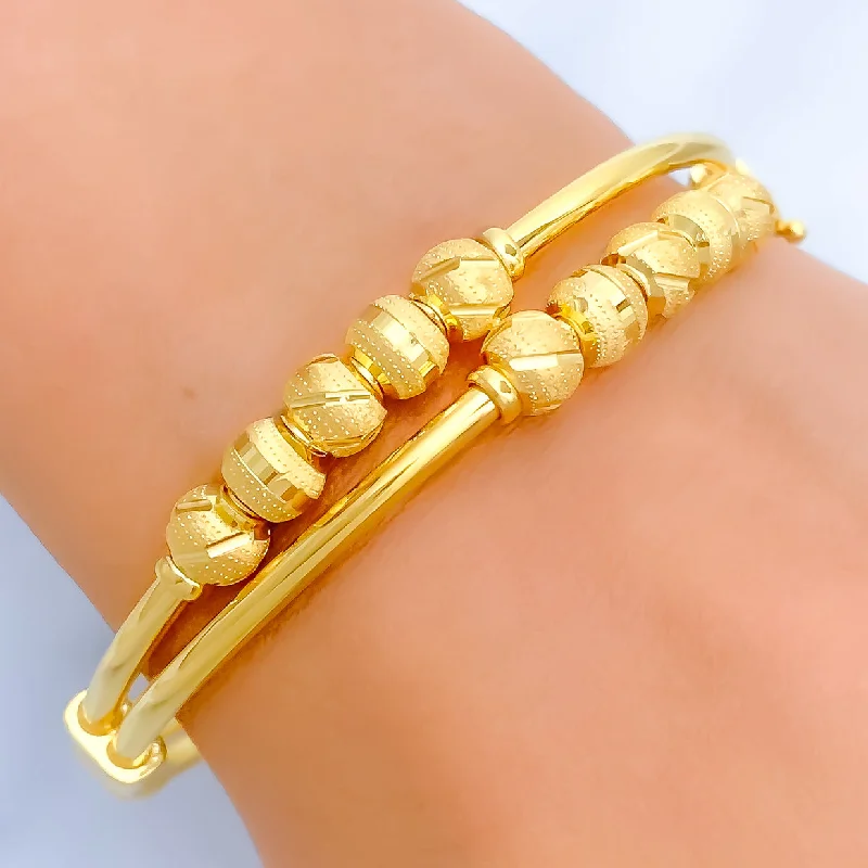 Women’s birthstone bracelets-Classic Timeless Orb 22k Gold Bangle Bracelet