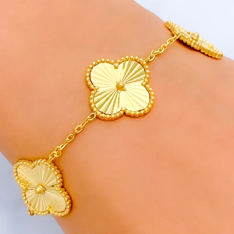 Women’s luxury bangles-Medium 22k Gold Multi-Clover Bracelet