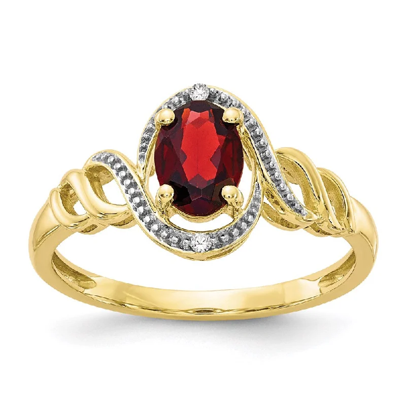 Women’s modern solitaire engagement rings-10K Garnet and Diamond Ring-WBC-10XB298