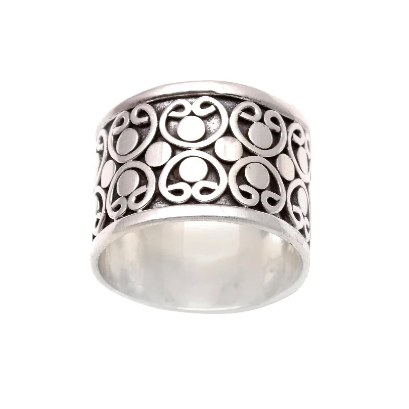 Women’s sterling silver rings-NOVICA Bold Circles, Sterling silver band ring