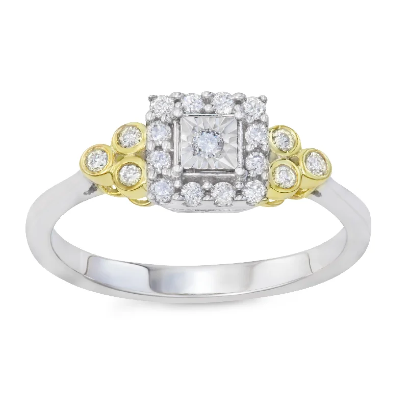 Women’s art deco diamond engagement rings-1/4ctw Diamond Halo Engagement Ring