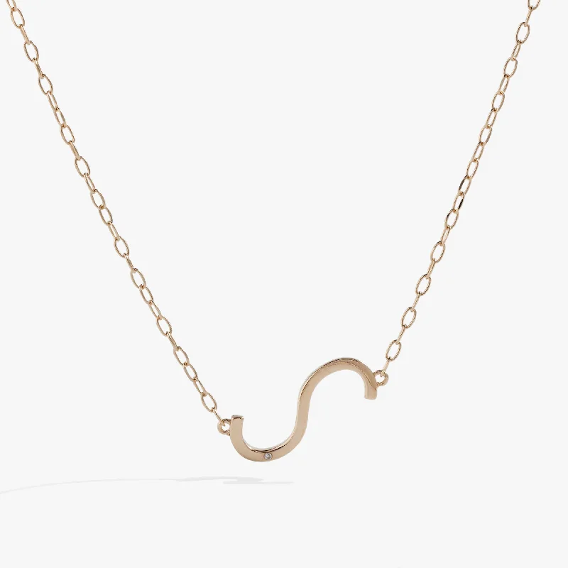 Women’s boho chic necklaces-Initial S Precious Elongated Necklace