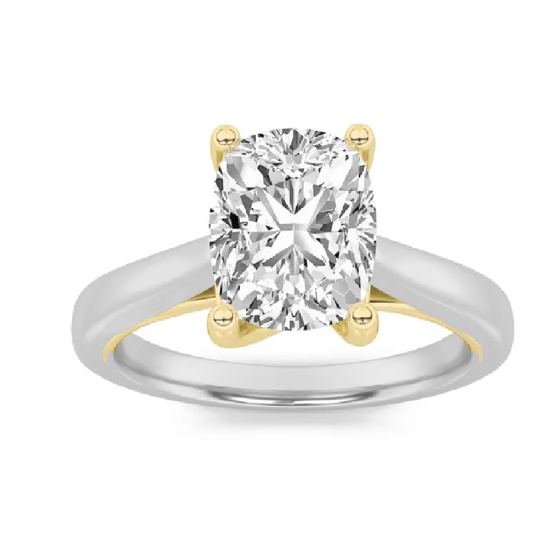 Women’s split shank engagement rings-2ct Certified Lab Grown Diamond Two Tone Solitaire Engagement Ring