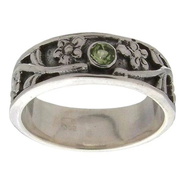 Women’s sapphire engagement rings-Sterling Silver 'Gift from the Sun' Peridot Band Ring (Indonesia)