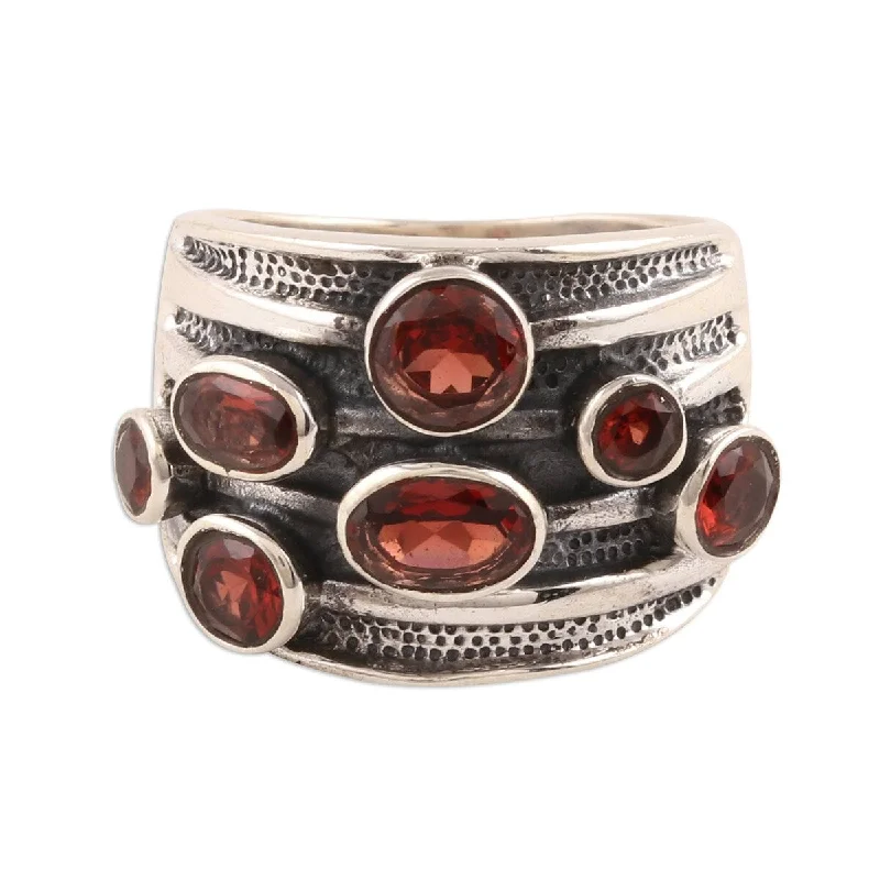 Women’s sterling silver wedding rings-NOVICA Scarlet Passion, Garnet cocktail ring