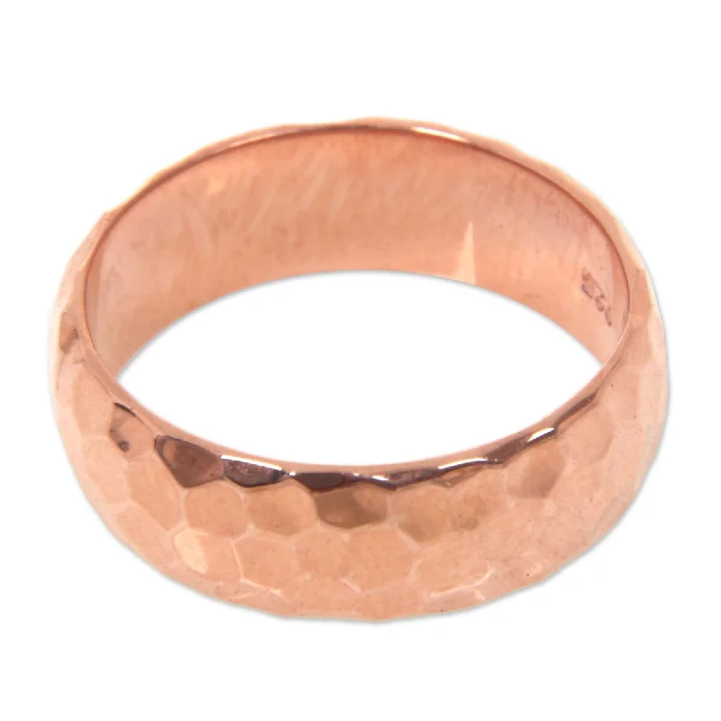 Women’s wedding rings with sapphire-Handmade Rose Gold Mosaic Plated Band Ring (Indonesia)