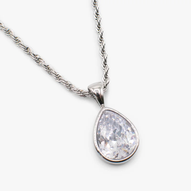 Women’s boho necklaces-Crystal Teardrop Necklace