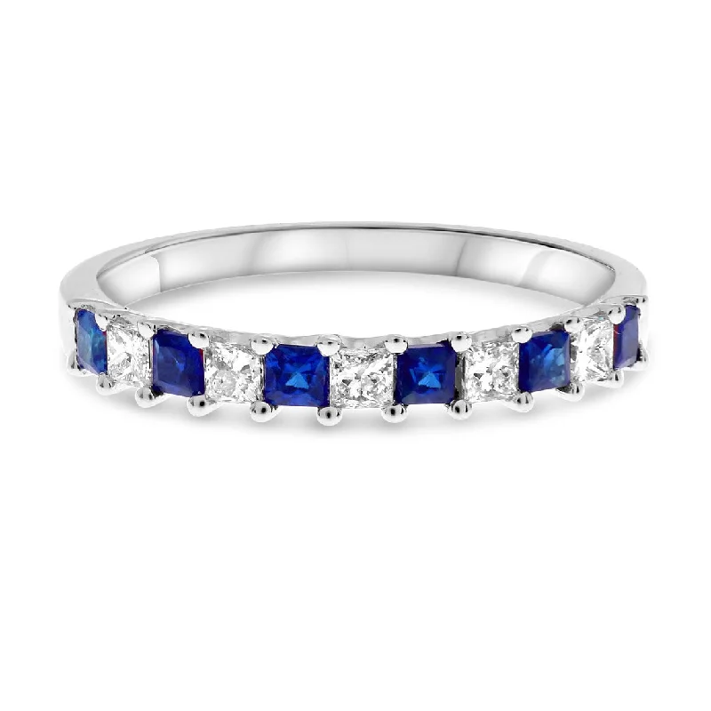 Women’s mixed metal engagement rings-Sapphire and Diamond Ring