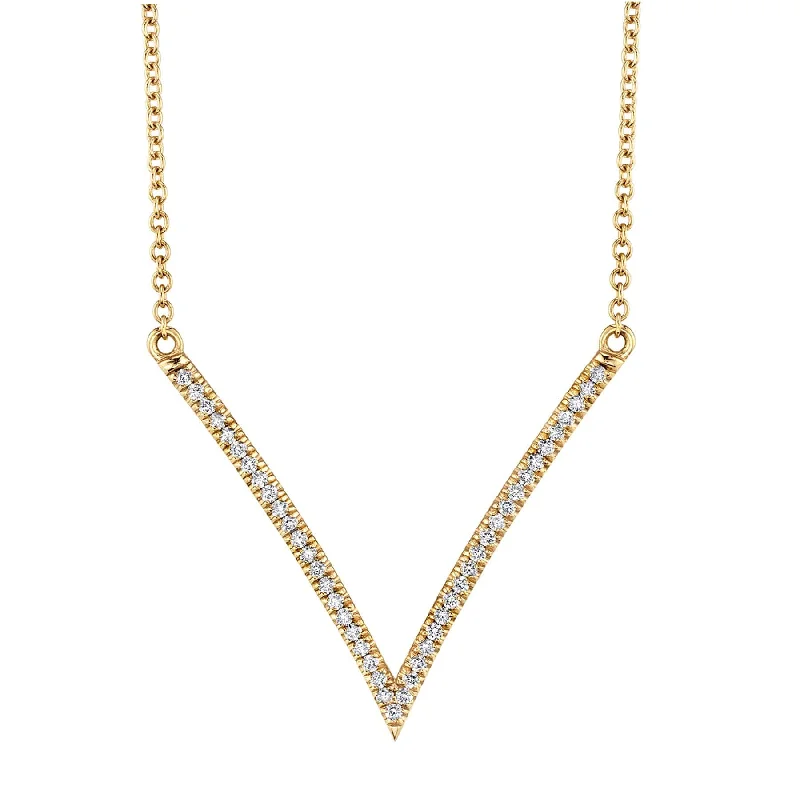 Women’s lock pendant necklaces-Diamond V Pendant