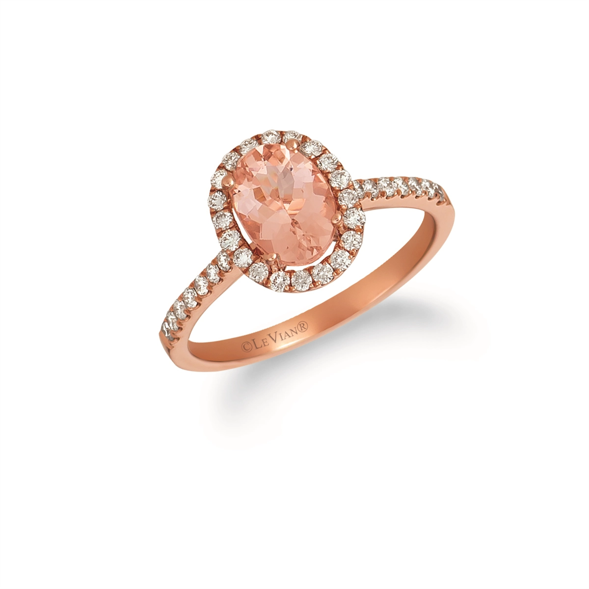 Women’s sparkling engagement rings-Le Vian 14K Strawberry Gold Peach Morganite and Vanilla Diamond Ring