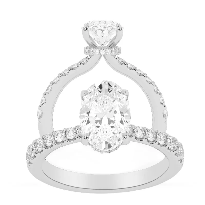 Women’s platinum engagement rings-2.40ctw Certified Lab Grown Diamond Ribbon Halo Engagement Ring