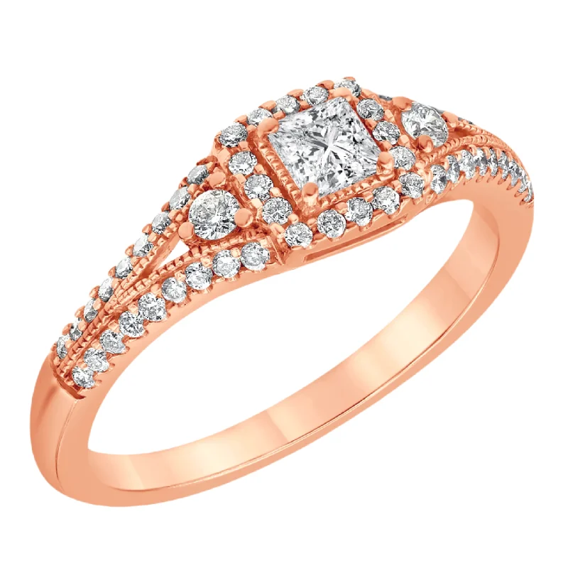 Women’s halo engagement rings-1/2ctw Diamond Halo Engagement Ring