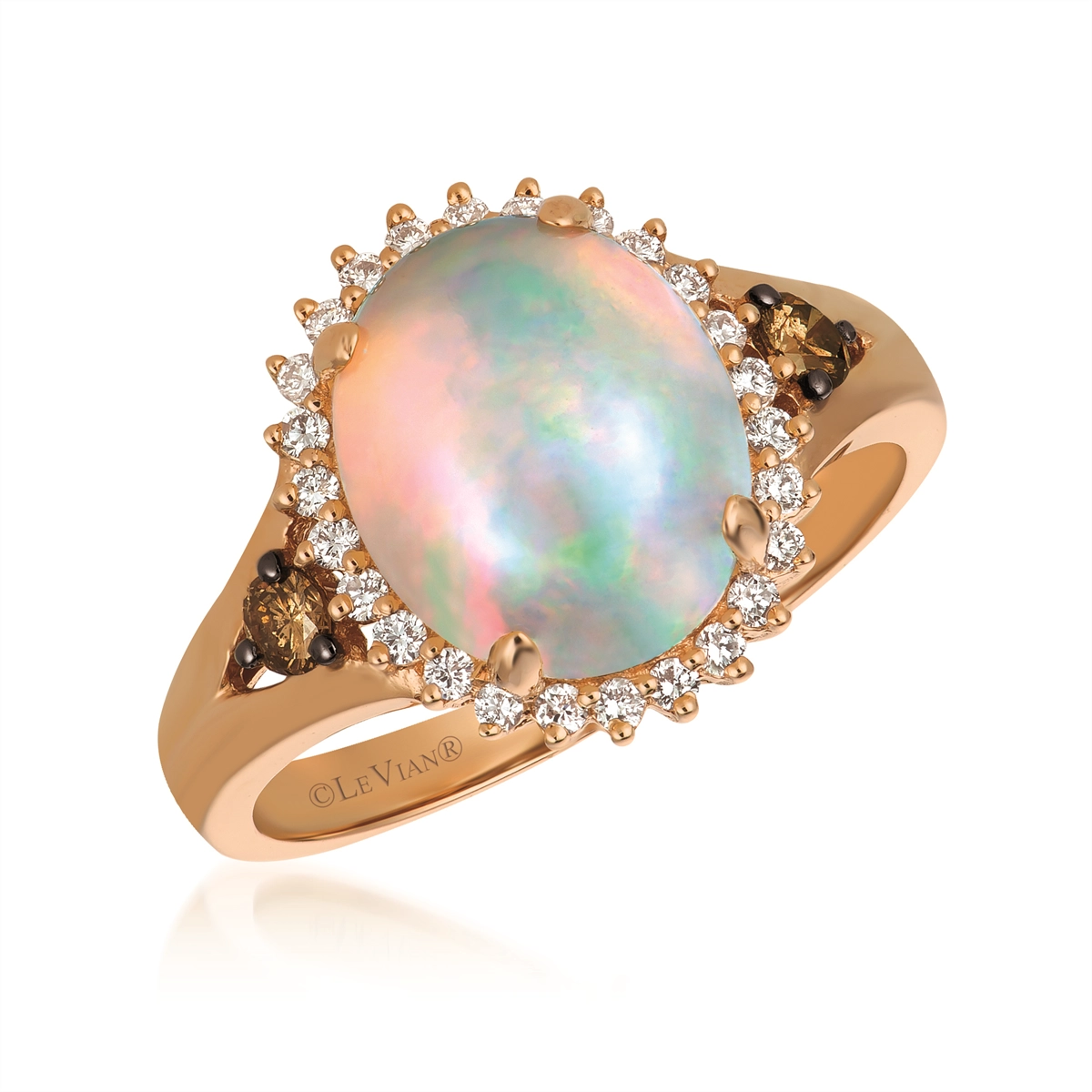 Women’s diamond engagement rings with filigree-Le Vian 14K Strawberry Gold Neopolitan Opal and Chocolate and Vanilla Diamond Ring