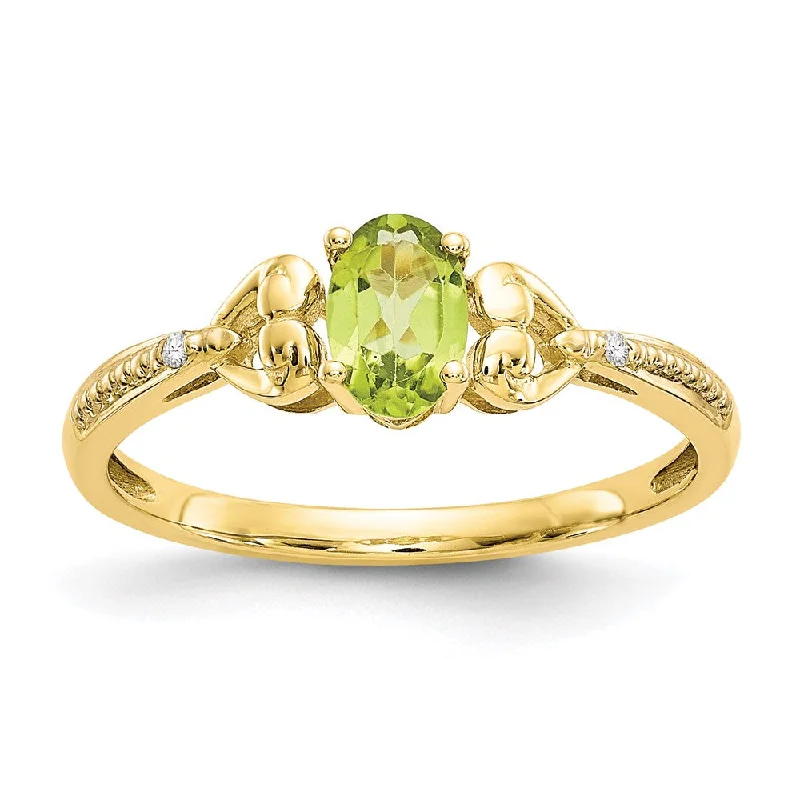 Women’s engagement rings with aquamarine-10K Peridot and Diamond Ring-WBC-10XB281