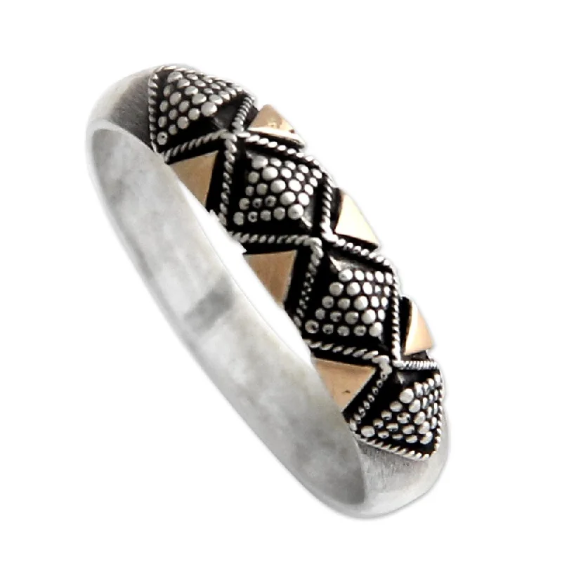 Women’s two-tone wedding bands-NOVICA Handmade Golden Garden Gold Overlay Ring (Indonesia)