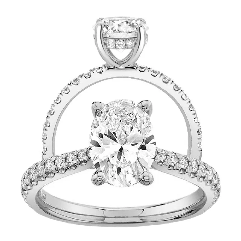 Women’s modern engagement rings-1.1ctw Certified Lab Grown Diamond Hidden Halo Engagement Ring