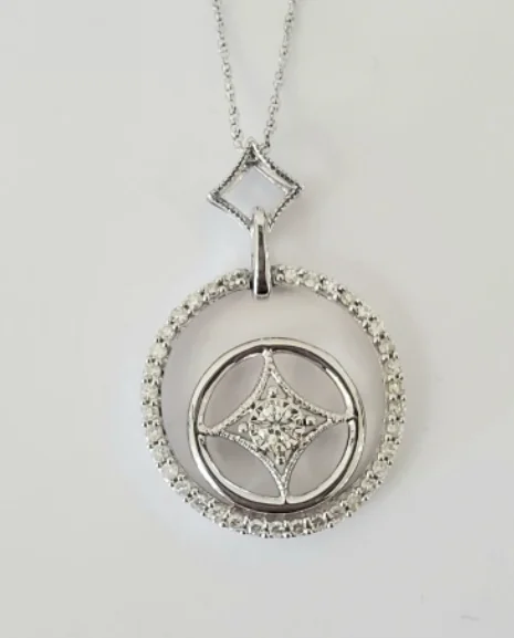 Women’s vintage-style pendants-14kt White Gold Diamond Fashion Necklace