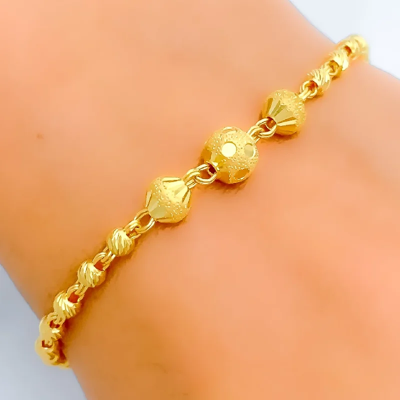 Women’s delicate silver bracelets-Palatial Polka Dotted Orb 22k Gold Bracelet