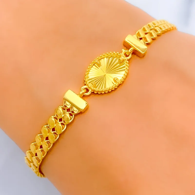 Women’s designer bracelets-Refined Posh Oval 21k Gold Bracelet