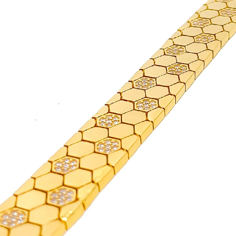 Women’s delicate silver bracelets-Unique Geometric 22k Gold Men's Bracelet