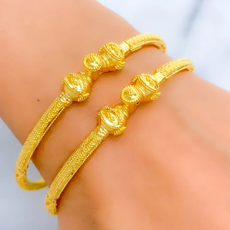 Women’s multi-layer bracelets-Upscale Lovely 22k Gold Pipe Bangles