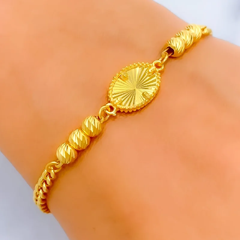 Women’s mixed metal bracelets-Timeless Bright Oval 21k Gold Bracelet