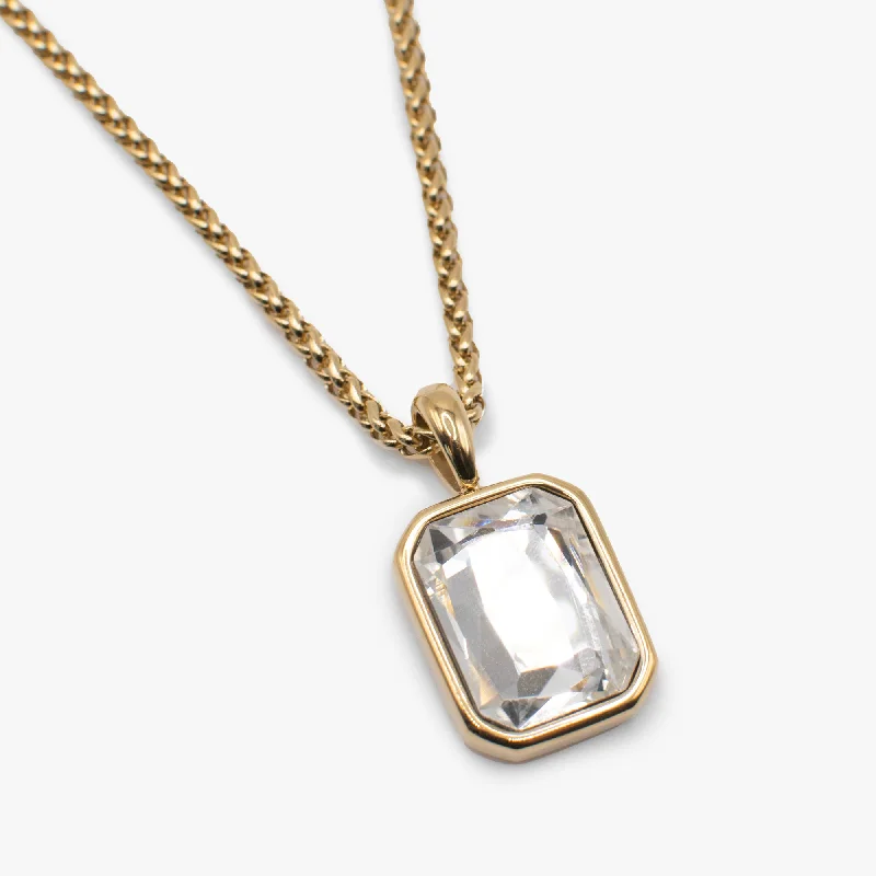 Women’s bridal necklaces-Emerald Cut Crystal Necklace