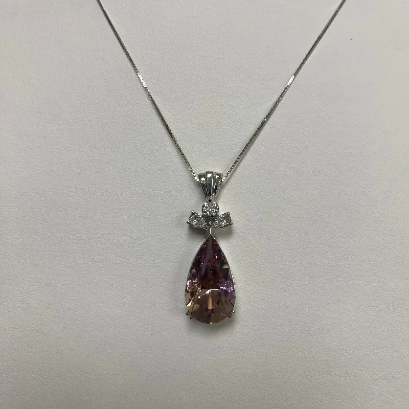 Women’s sterling silver pendants-14kt White Gold Ametrine Pendant