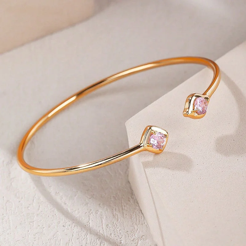 Women’s cuff bracelets-Copper Gold Plated Elegant Classic Style Geometric Plating Inlay Zircon Bangle