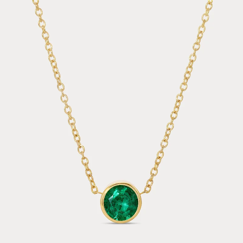 Women’s moonstone necklaces-Green Emerald Bezel Necklace