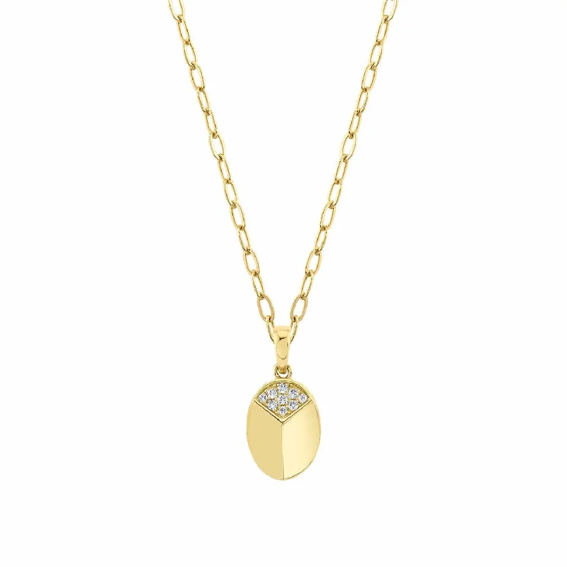 Women’s fine gold necklaces-Carve Pendant with Pavé