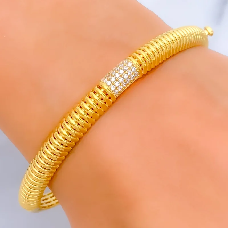 Women’s silver cuff bracelets-Striking 22k Gold Bangle Bracelet