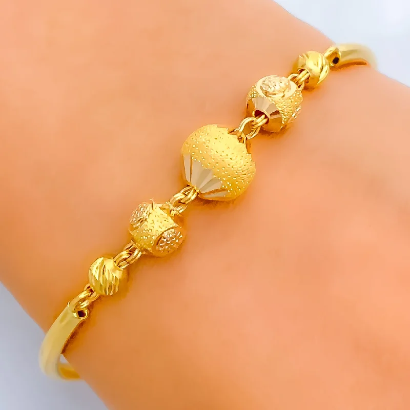 Women’s infinity bangles-Lovely Sand Finished 22k Gold Orb Flexi Bangle Bracelet