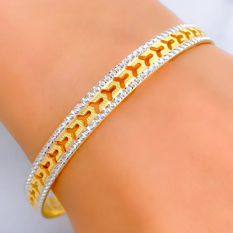 Women’s custom name bracelets-Opulent Charming 22k Gold Bangle