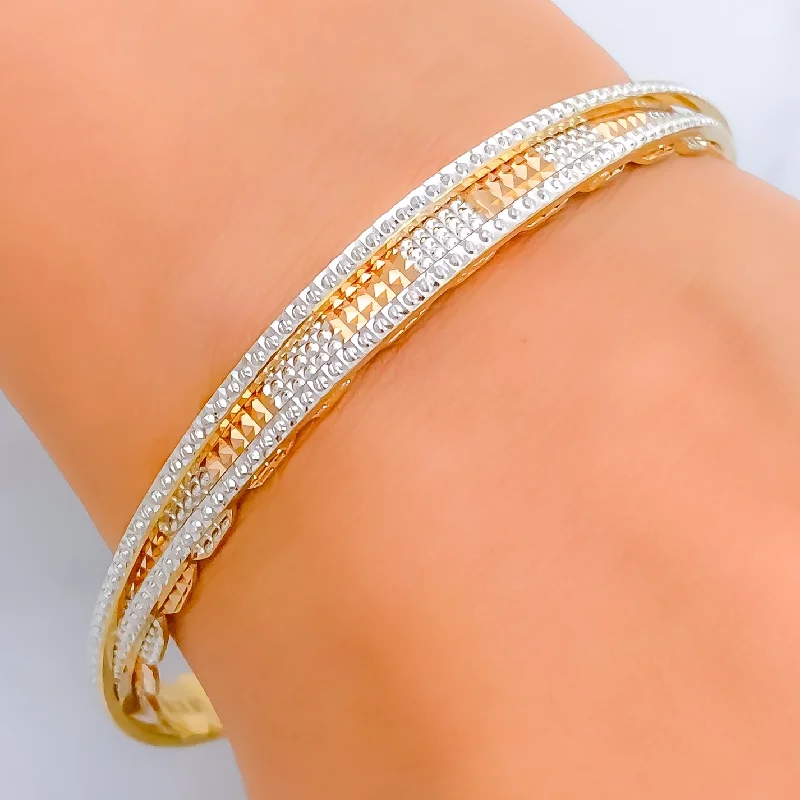 Women’s luxury diamond bracelets-Mesmerizing Elliptical 22k Gold Rare Bangle