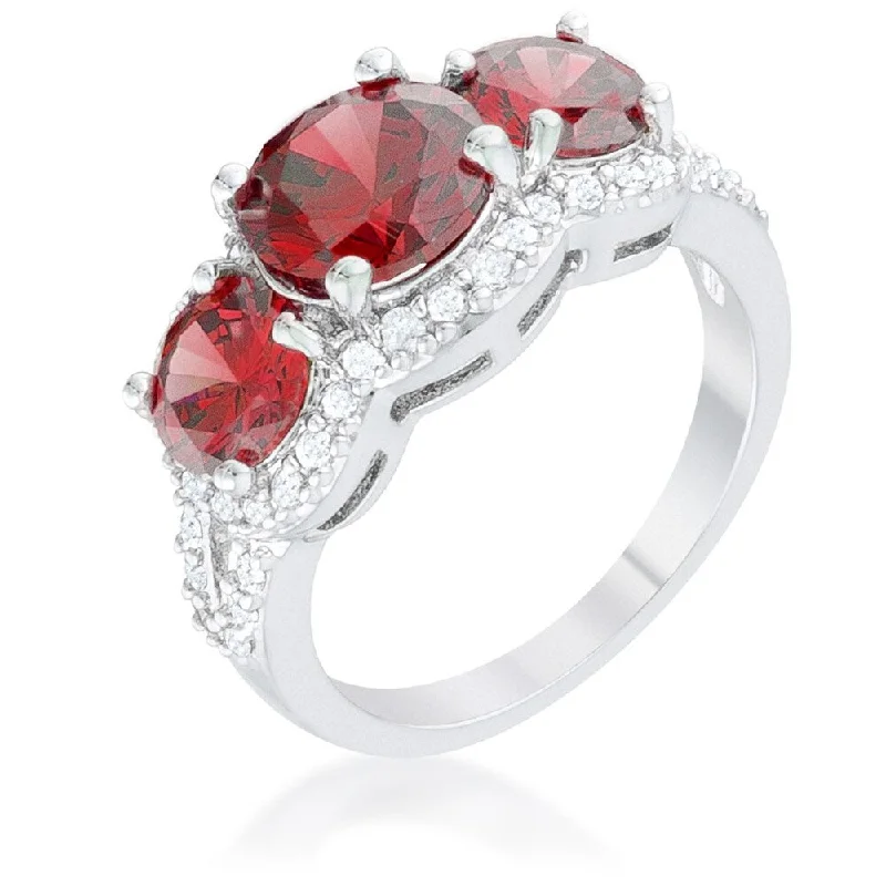 Women’s radiant cut rings-Garnet Classic Trio Ring